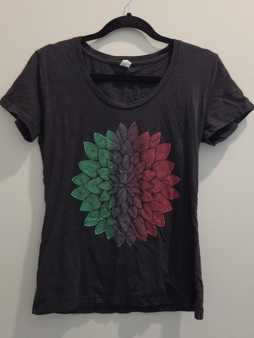 Organic Cotton Soul Flower Pink Purple Green Flower Mandala T Shirt Boho Hippie